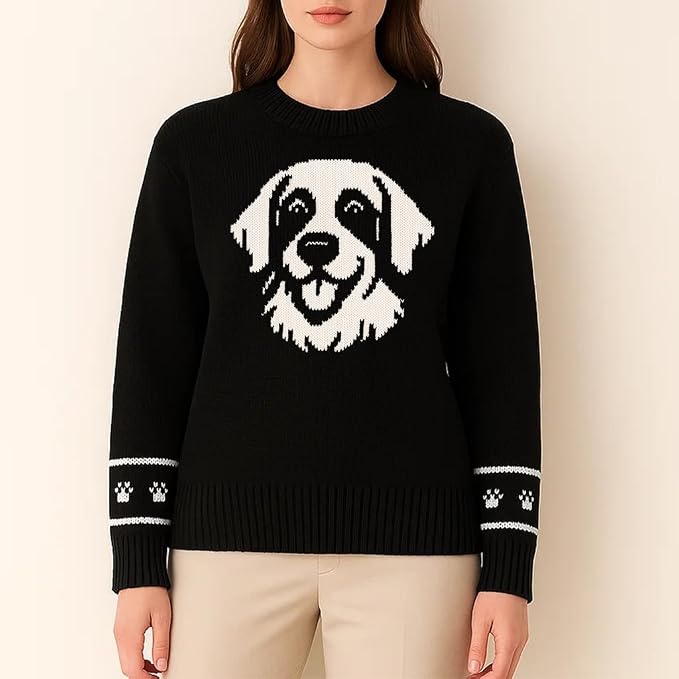 Custom Dog Knit Sweater for Women Personalized Pet Paw Print Pullover Dog Mom - Image 2