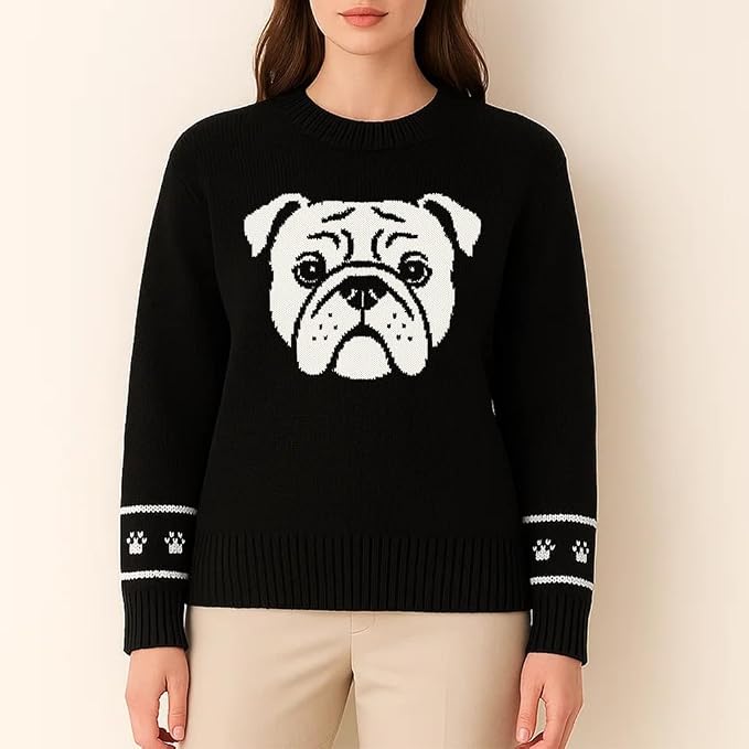 Custom Dog Knit Sweater for Women Personalized Pet Paw Print Pullover Dog Mom - Image 2