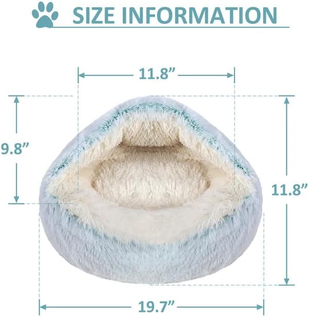 Cat Bed Round Fluffy Hooded Cat Bed Cave, Anti-Anxiety Cave Bed - Image 5
