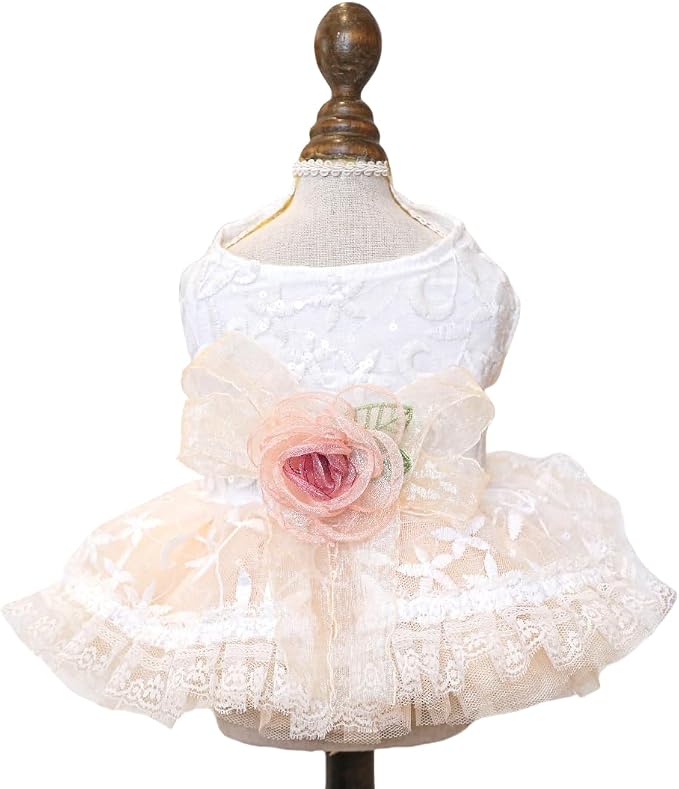 Fashion Sweet Puppy Dog Blingbling Princess Skirt Pet Dog Lace Cake Camisole by MaruPetyourkidsfriends
