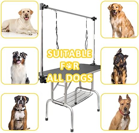 ROOMTEC 46" Dog Grooming Table,Foldable Home Pet Bathing Station with Adjustable Height Arm/Noose/Mesh Tray - Image 3