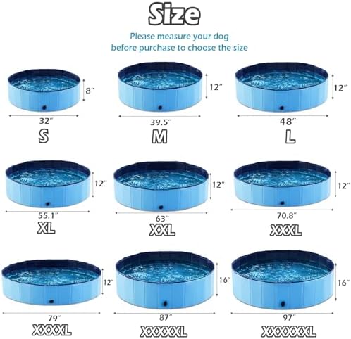 Jasonwell Foldable Dog Pet Bath Pool Collapsible Dog Pet Pool Bathing Tub Kiddie Pool Doggie Wading Pool for Puppy Small Medium Large Dogs Cats and Kids 32" Blue - Image 6