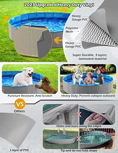 Jasonwell Foldable Dog Pet Bath Pool Collapsible Dog Pet Pool Bathing Tub Kiddie Pool Doggie Wading Pool for Puppy Small Medium Large Dogs Cats and Kids 71" Grey - Image 4