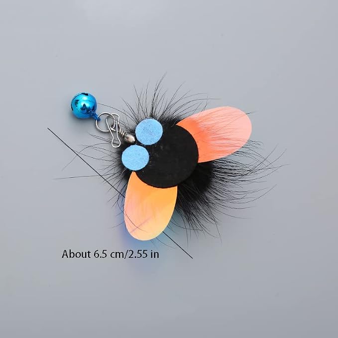 Cat Insect Feather Toys Replacement Cat Toy Wand Refills, 6 Pieces Natural - Image 7
