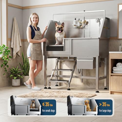 46" Dog Washing Station, 304 Stainless Steel, 440 lb, Side Step - Image 3