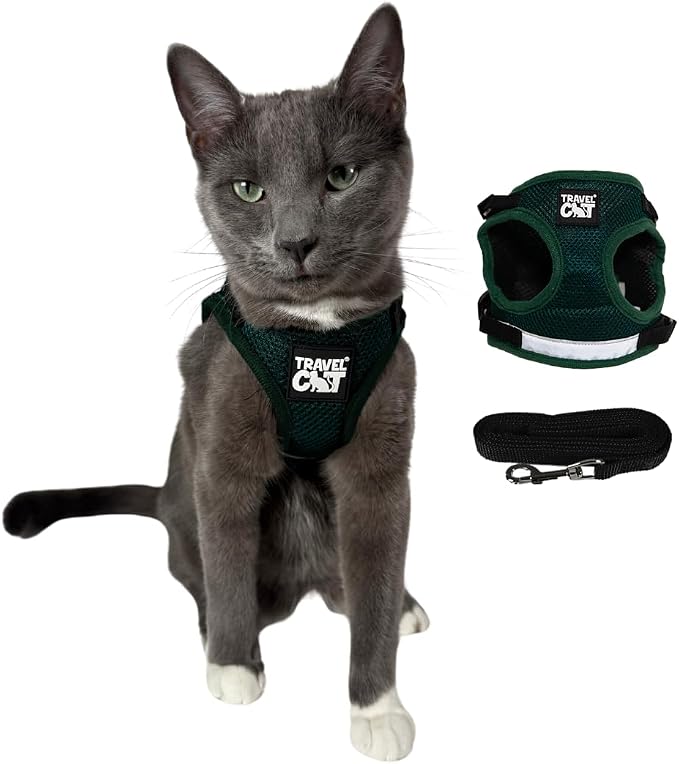 Travel Cat The Emerald Explorer Limited Edition Green Harness and Leash Set by TheFatCat