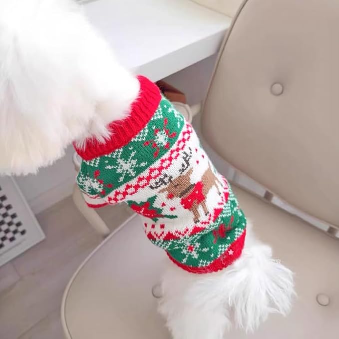 ANIAC Christmas Small Dog Sweater Costume Reindeer Snowflake Cat Turtleneck - Image 7