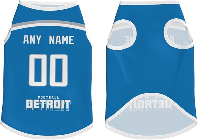 Detroit Custom Pet Jersey Dog Clothes Jersey Various Sizes Customized Any Name - Image 3