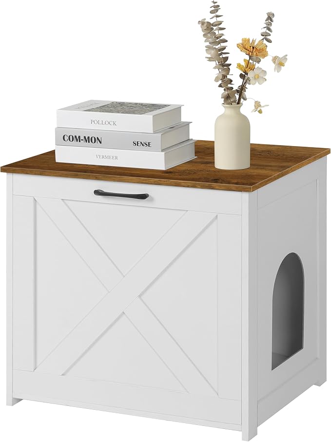 Dwanton Cat Litter Box Furniture Hidden, Cat Litter Box Enclosure, Reversible - Image 9
