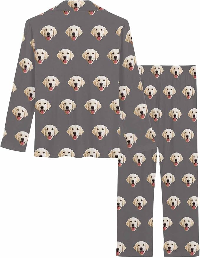 MyPupSocks Custom Face Pajamas for Women Set, Personalized Photo Long Sleepwear - Image 4