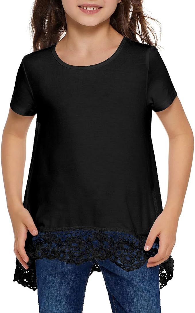 storeofbaby Girls Casual Tunic Tops Short Sleeve Loose Soft Blouse T-Shirt - Image 3