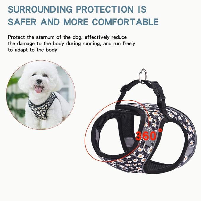 Step in Dog Harness and Leash Set, Flower Adjustable Easy Walk Puppy Harnesses - Image 5