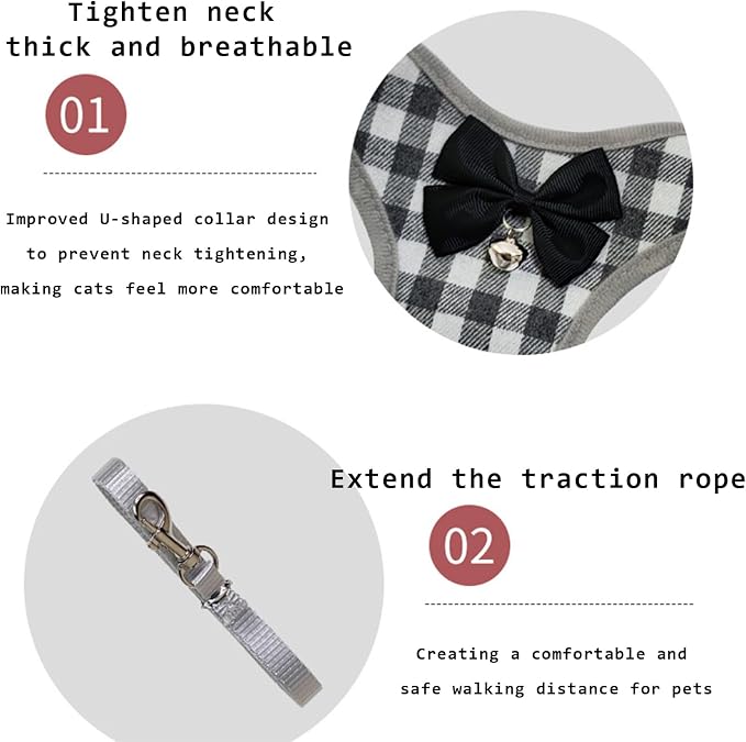 Cat Harness, Pet Escape Proof Walking Vest Strap, Adjustable Breathable Cat - Image 4