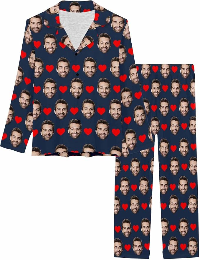 MyPupSocks Custom Face Pajamas for Women Set, Personalized Photo Long Sleepwear - Image 3