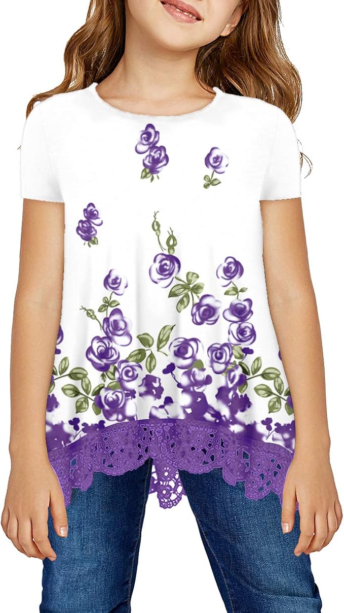 storeofbaby Girls Casual Tunic Tops Short Sleeve Loose Soft Blouse T-Shirt by storeofbaby