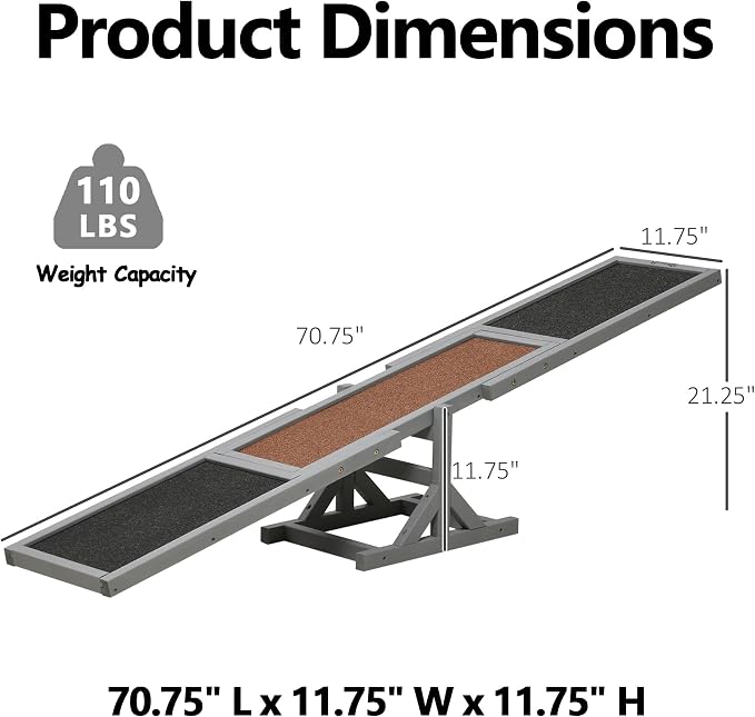71" Wooden Dog Agility Seesaw for Training and Exercise - Image 2