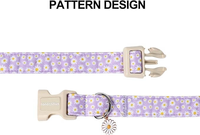 Lionet Paws Floral Dog Collar- Cute Daisy Purple Dog Collars - Image 6