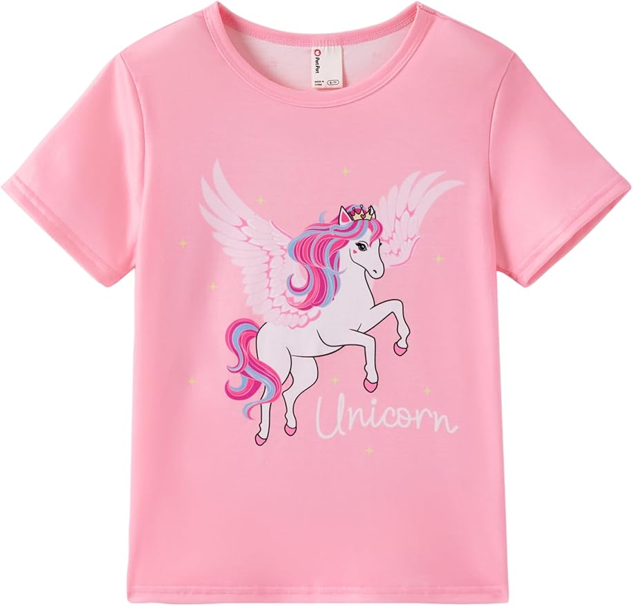PATPAT Girls Crewneck Short Sleeve Graphic Tees Animal Print Shirts Cute Summer by PATPAT