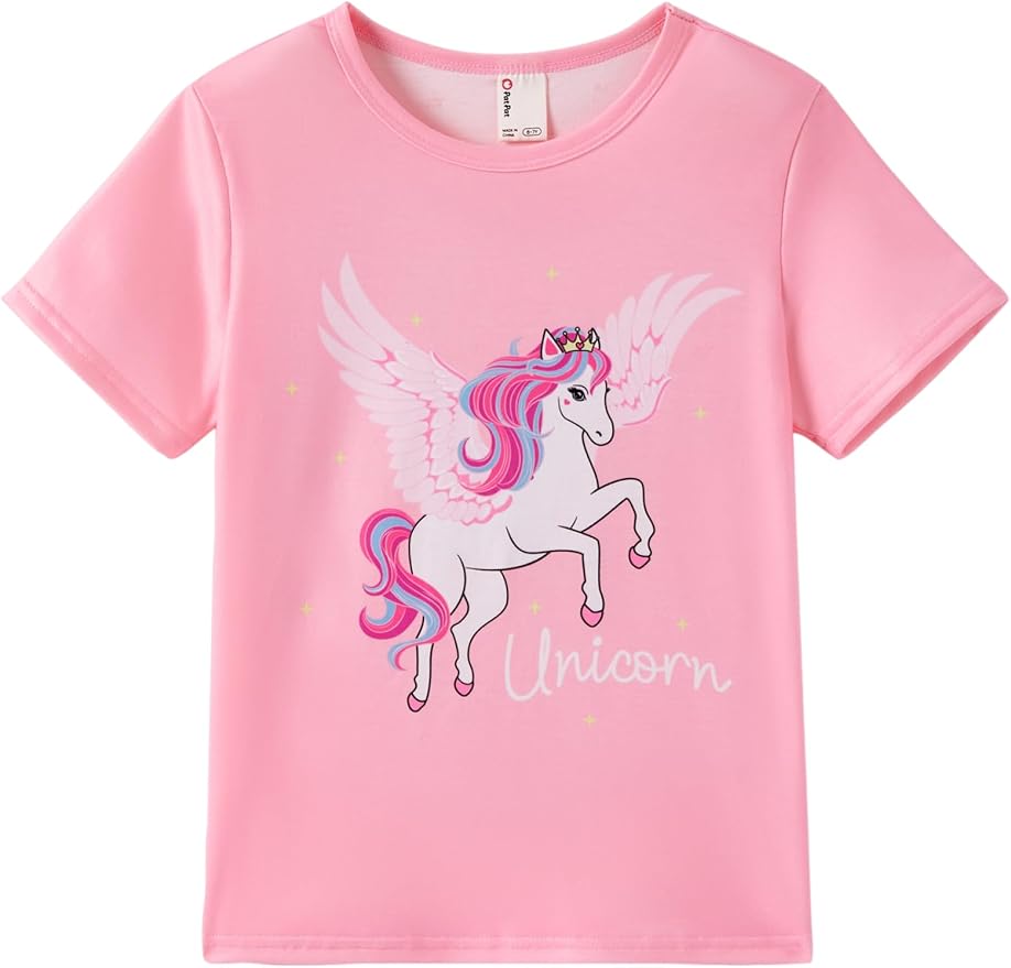 PATPAT Girls Crewneck Short Sleeve Graphic Tees Animal Print Shirts Cute Summer by PATPAT