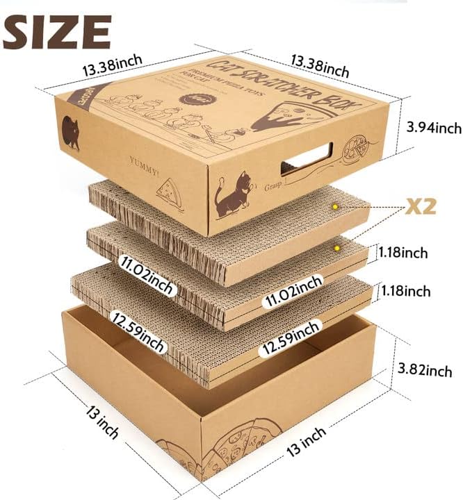 Cat Scratcher Box with 3 PCS Scratching Pads, Reversible Corrugated Cardboard - Image 4