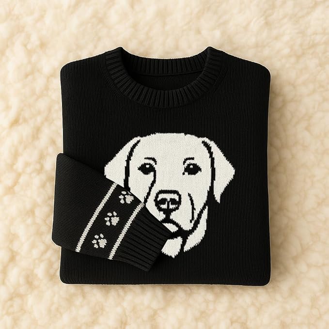 Custom Dog Knit Sweater for Women Personalized Pet Paw Print Pullover Dog Mom - Image 7
