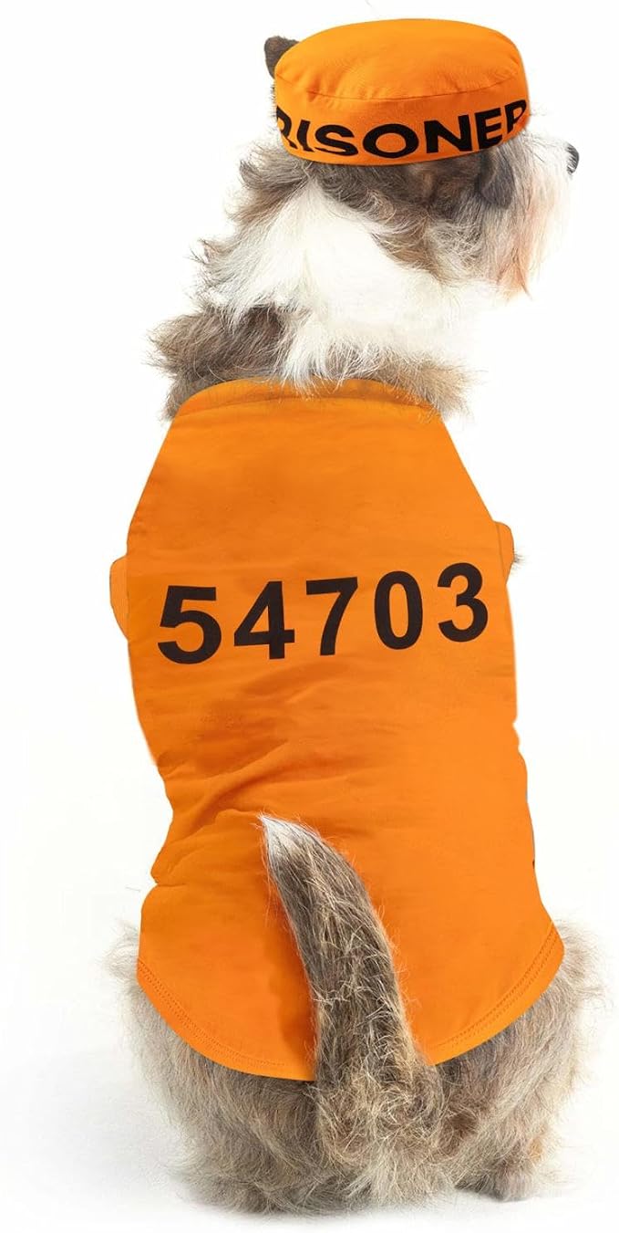 Pet Halloween Costume Dog Prisoner Costumes Role Play Prison Yellow Clothes by Unknown