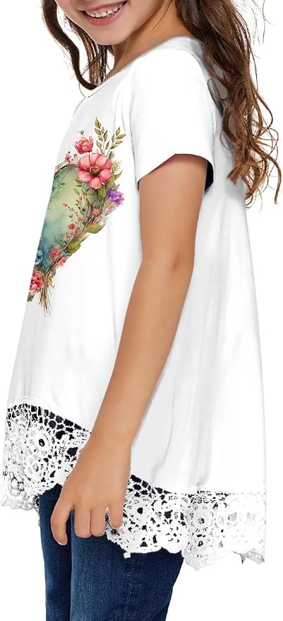 storeofbaby Girls Casual Tunic Tops Short Sleeve Loose Soft Blouse T-Shirt - Image 4