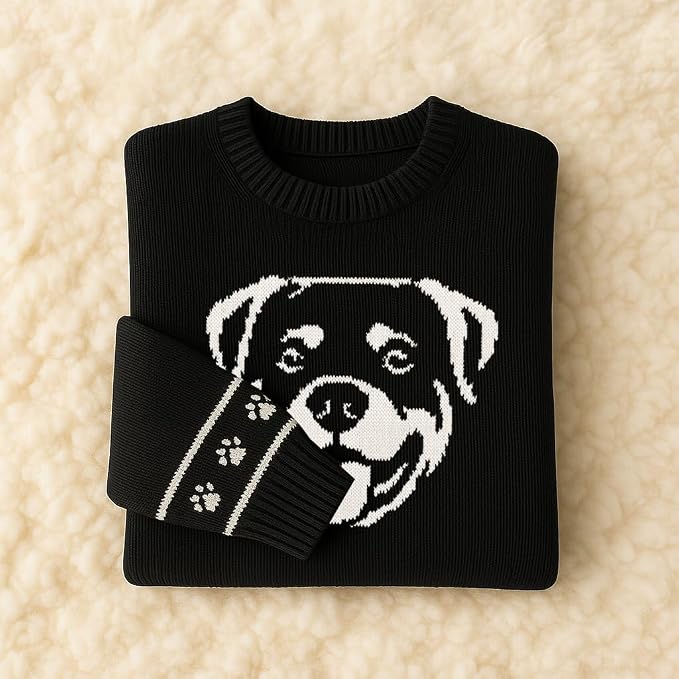 Custom Dog Knit Sweater for Women Personalized Pet Paw Print Pullover Dog Mom - Image 7