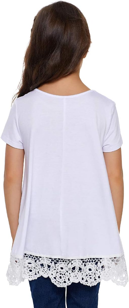 storeofbaby Girls Casual Tunic Tops Short Sleeve Loose Soft Blouse T-Shirt - Image 5