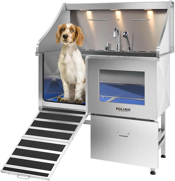 Dog Washing Station with LED Display, 304 Stainless Steel Pet Wash Sink by BathTimeMadeEasy