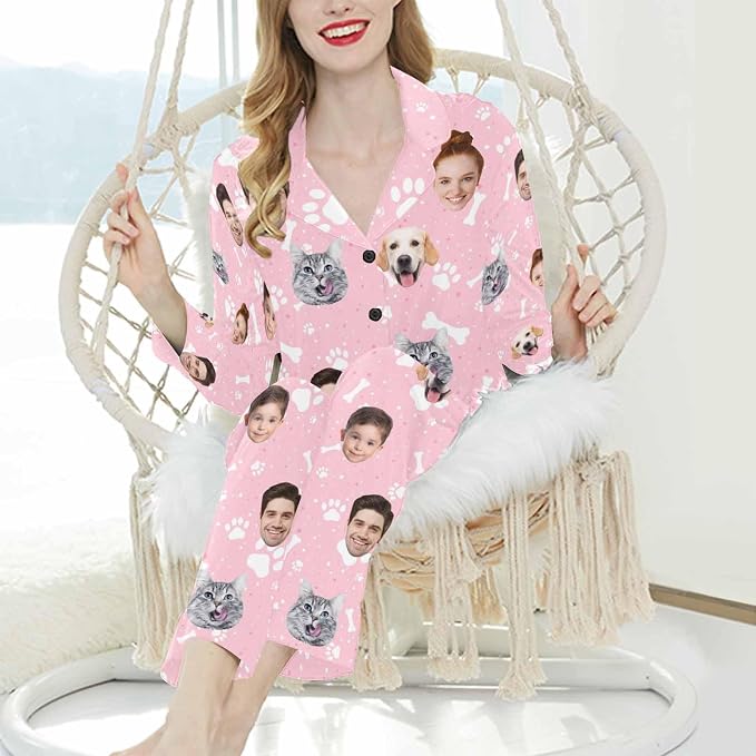 Artsadd Custom Pajamas for Women Men Family, Personalized Face Pjs Pajama Pants - Image 4