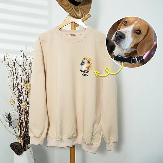 Custom Dog Portrait Embroidered Sweatshirt Pet Photo Embroidery Design Your Pet - Image 4