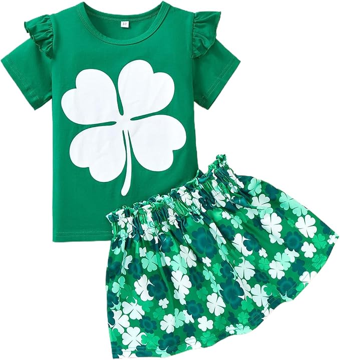 Akyzic Little Girl Skirt Outfit Two Piece Spring Summer Outfit Butterfly Dress by Akyzic