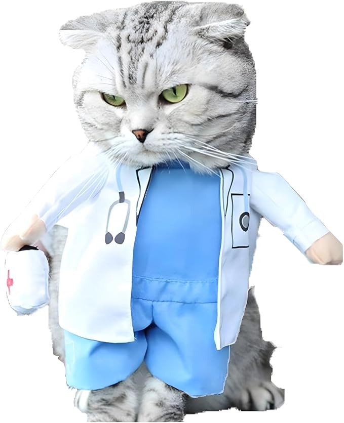 NACOCO Dog Cat Doctor Costume Pet Doctor Clothing Halloween Jeans Outfit Apparel by HOME