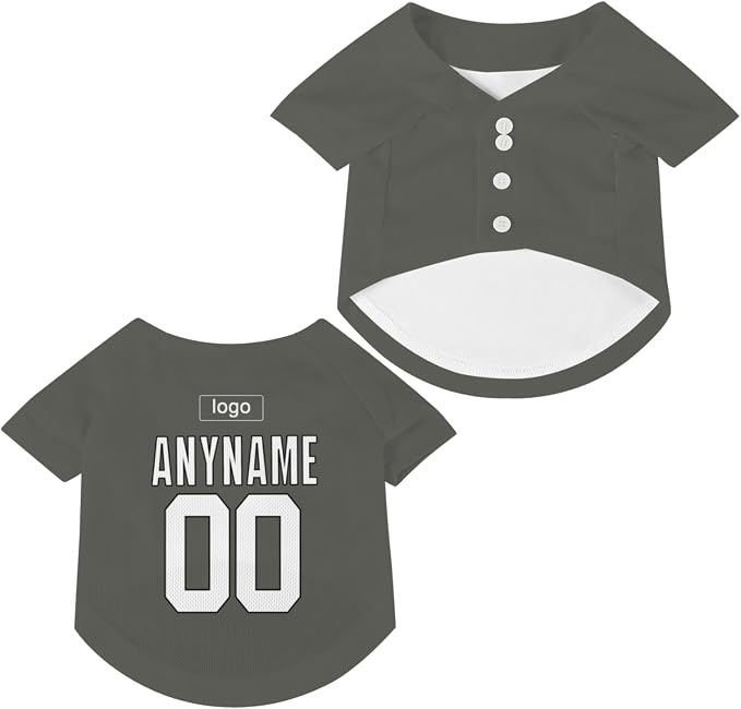 Custom Pet Dog Baseball Jersey Personalized Dog&Cat Jersey Printed Text Logo by Lonhooker
