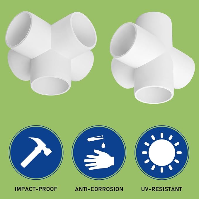 6Pack 5 Way PVC Fittings 1-1/2Inch, SCH40 Furniture Grade Elbow Fittings - Image 5