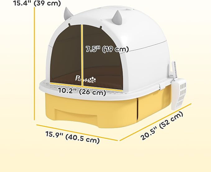 PawHut Cat Litter Box, Covered Kitty Litter Box - Image 7