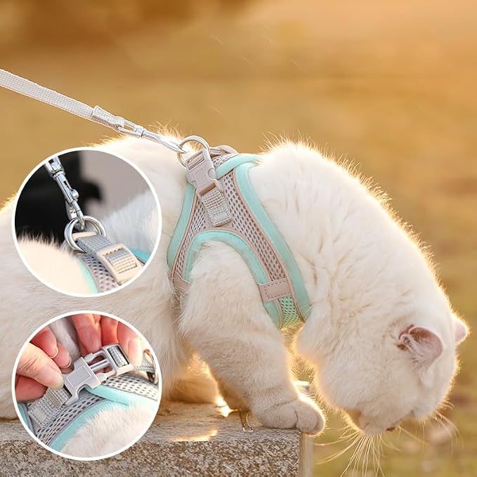 Cat Harness and Leash Set Soft Adjustable Escape Proof Cat Leash Breathable - Image 2