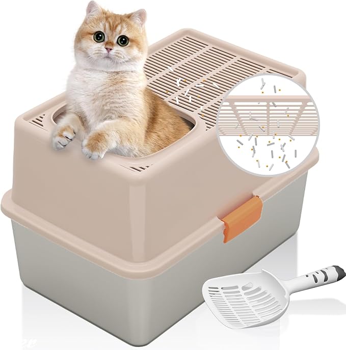 MEEXPAWS Stainless Steel Cat Litter Box Top Entry XL Large by PETPRODUCTS