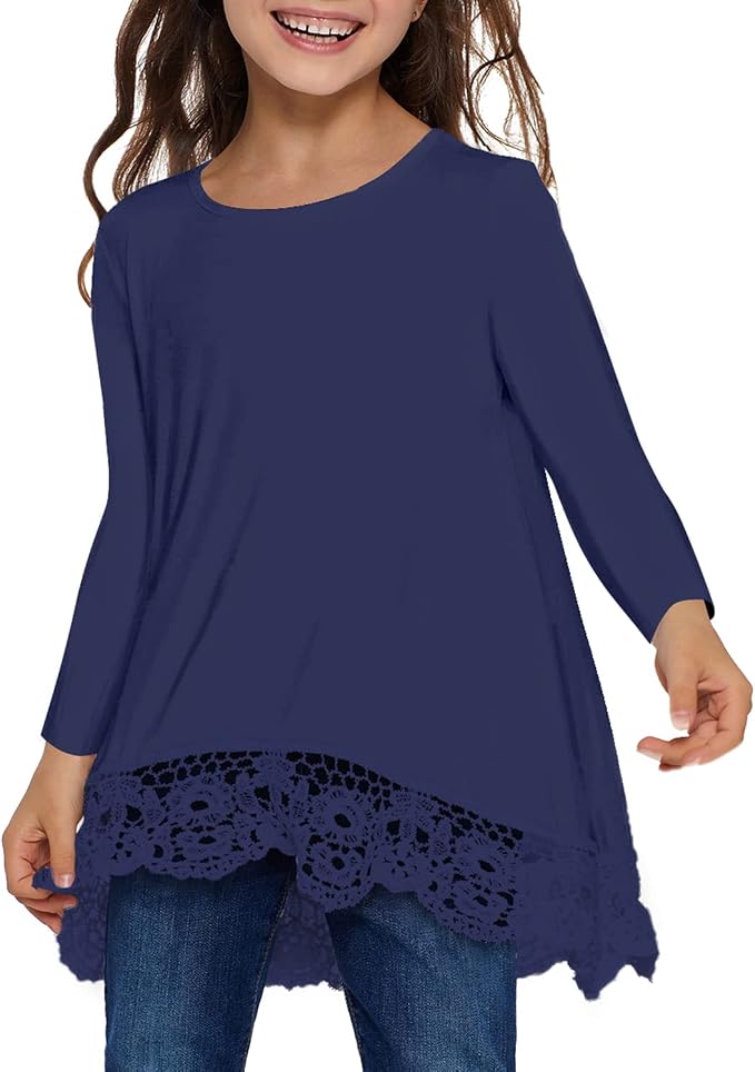 storeofbaby Girls Casual Tunic Tops Short Sleeve Loose Soft Blouse T-Shirt - Image 2