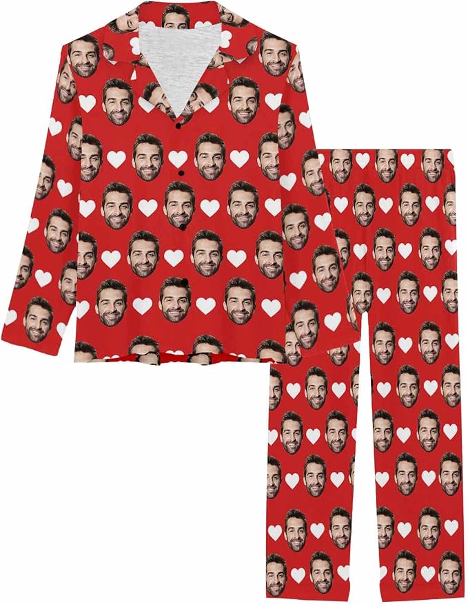 MyPupSocks Custom Face Pajamas for Women Set, Personalized Photo Long Sleepwear - Image 3