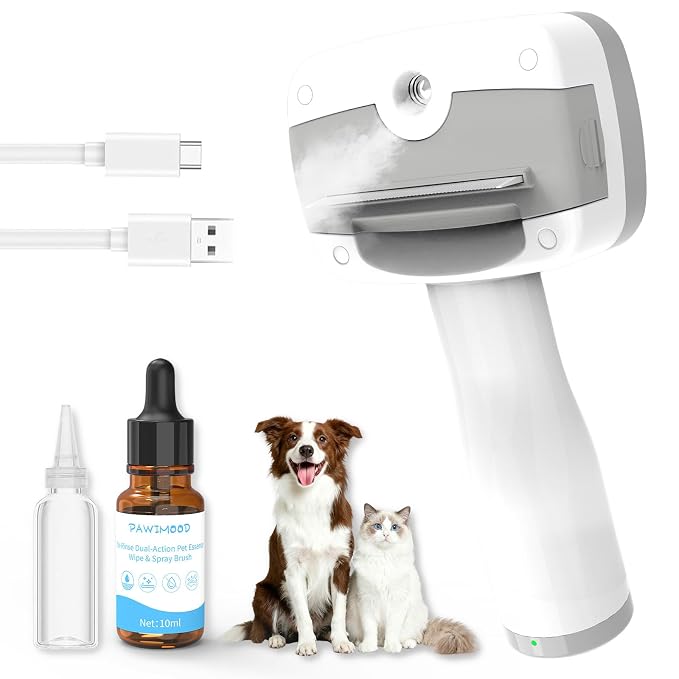 Pet Steam Brush for Dogs & Cats – Self Cleaning, 3 in 1 Hair Removal Comb Steam by Pawimood