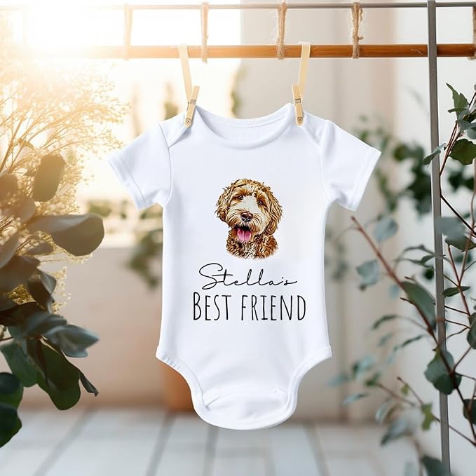 Personalized Baby Onesie with Pet Portrait, Custom Baby Bodysuit, Persoanlized - Image 4