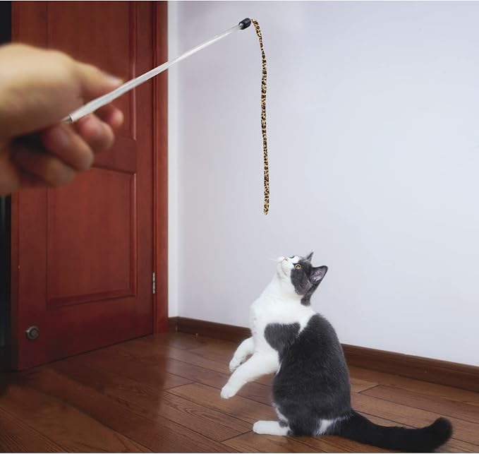 Andiker Cat Wand Teaser Toys，2Pcs Plastic Rainbow Cat Interactive Toys - Image 5