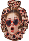 Artsadd Custom Face Unisex athletic Pockets Sweatshirt Loose Hoodie Custom by Artsadd