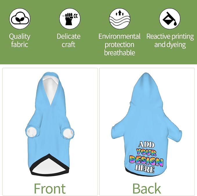 Custom Dog Hoodie for Small Pets, Personalized Photo Text Pet Warm Pullover - Image 5