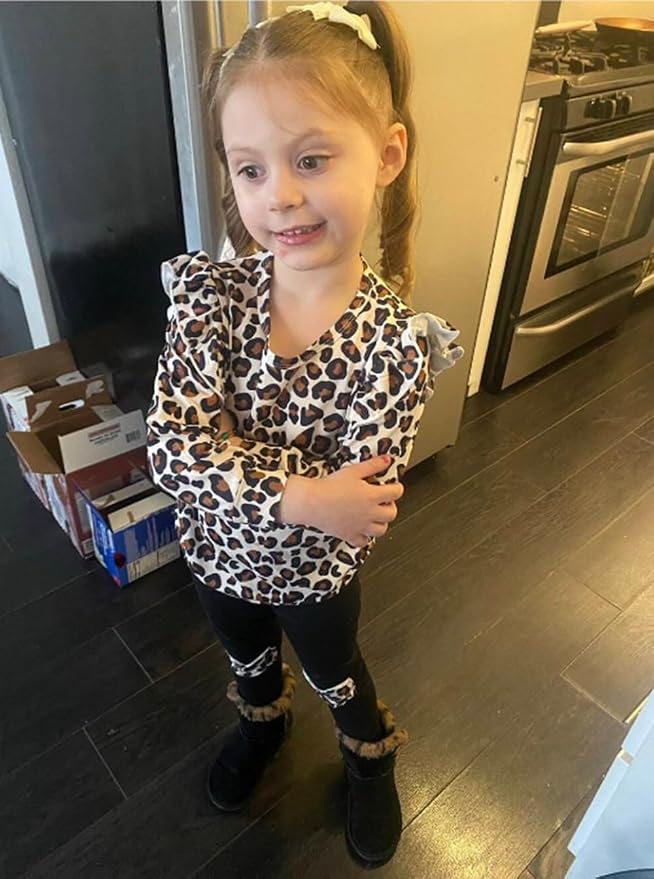 Little Girls Unicorn Outfits 2 Piece Kids Ruffle Sleeve Sweatshirt + Leggings - Image 3