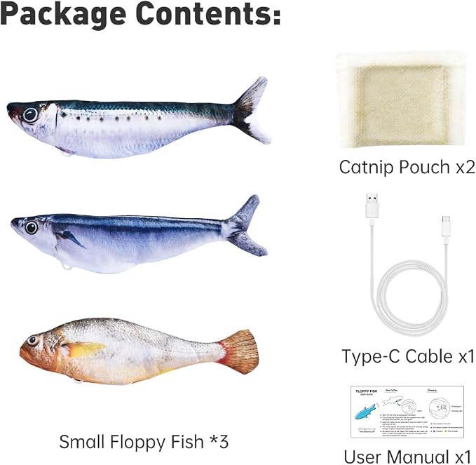Petgravity Bite-Sized Realistic Flopping Fish Cat Toys, 3 Pack, Interactive Cat - Image 9
