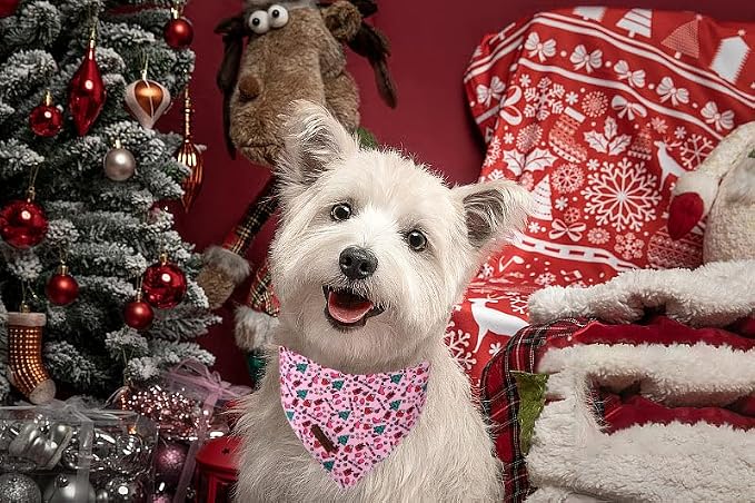 Lionet Paws Cotton Christmas Dog Bandanas Pink, Gloves Tree Comfortable Dog - Image 4