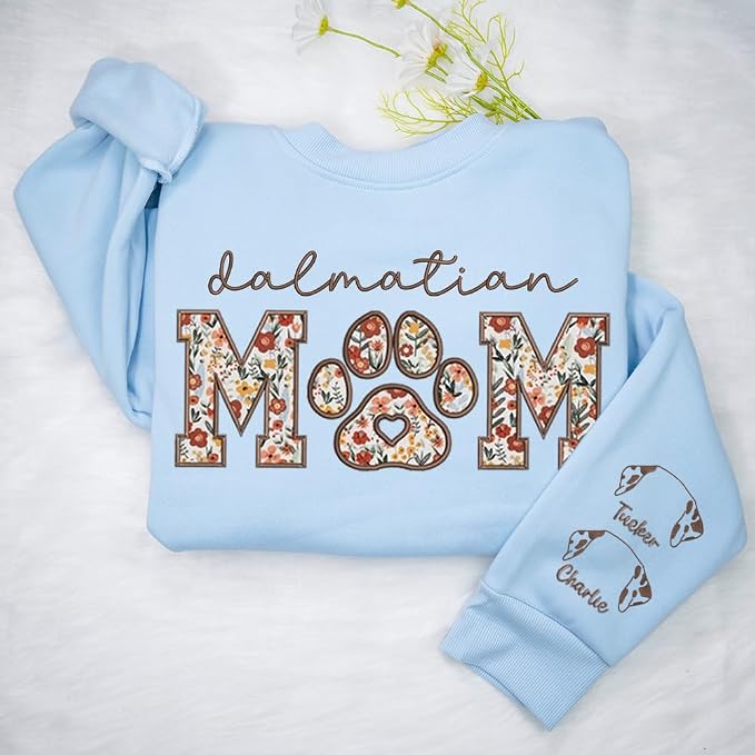 CHILLEVER Personalized Embroidered Dog Mom Sweatshirt, Dog Mama Crewneck - Image 8